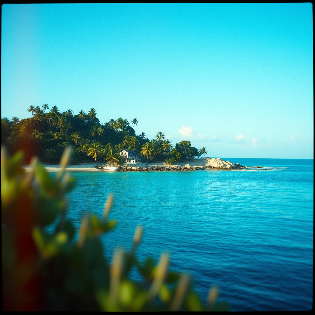 Insel mit Meer in der Karibik, scharfes Bild